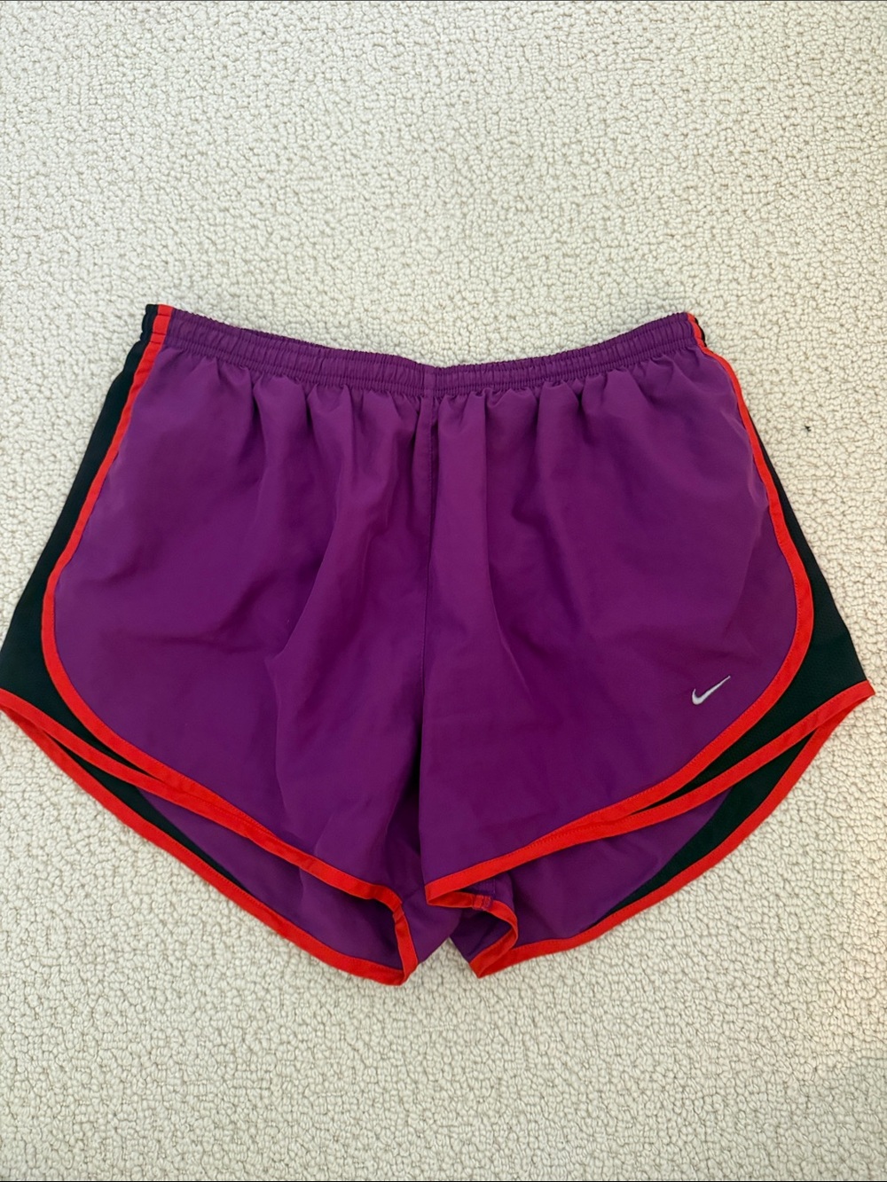 Nike Women's Purple Athletic Shorts with Red Trim